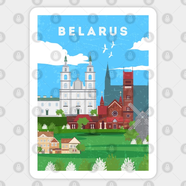 Minsk, Belarus.Retro travel poster Sticker by GreekTavern